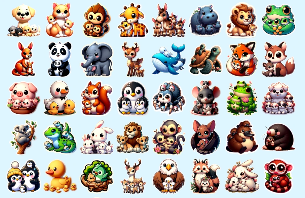Animal Babies Stickers